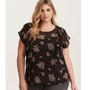 Torrid floral print chiffon ruffled blouse